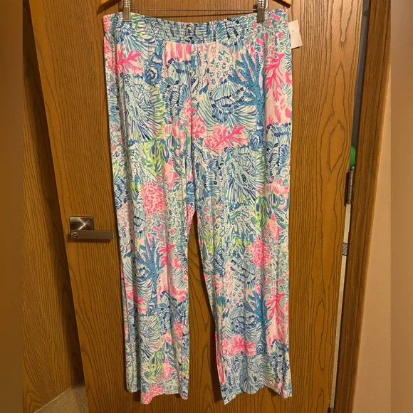 Lilly Pulitzer Wide Leg Smocked Waist Stretch Pants - Picture 1 of 7